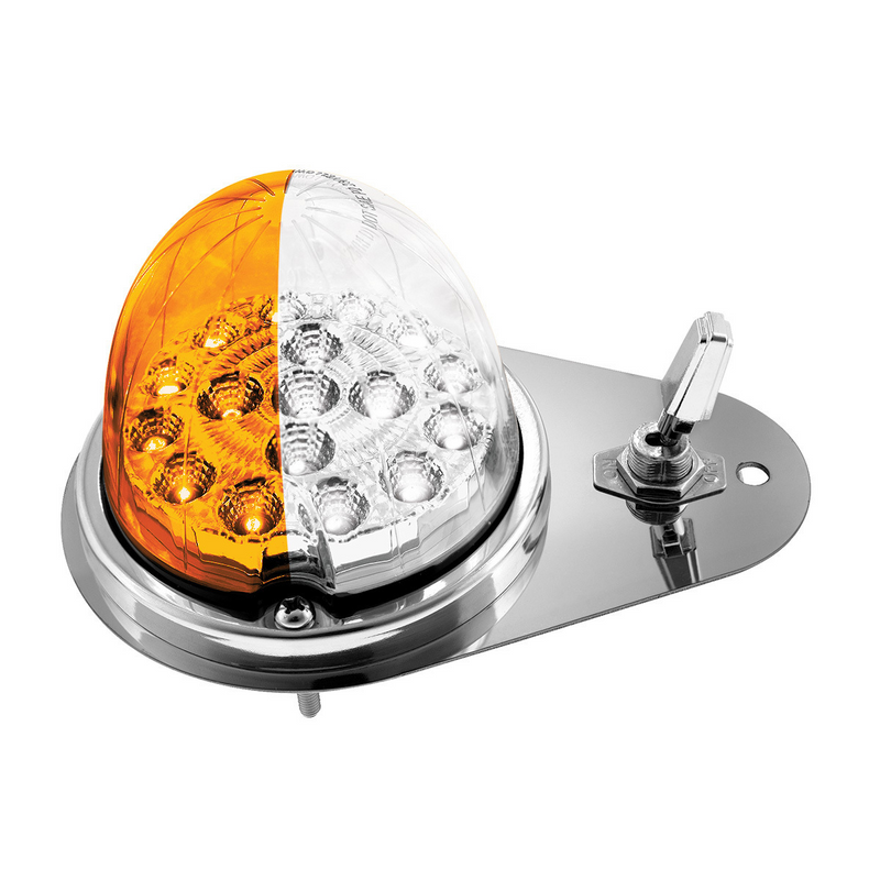 United Pacific 304 SS Above Door Dome Light Kit W/ 17 LED Double Fury Watermelon For 1994-2026 KW W900-Amber & White LED 35391