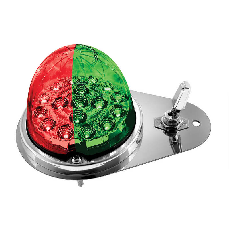 United Pacific 304 SS Above Door Dome Light Kit W/ 17 LED Double Fury Watermelon For 1994-2026 KW W900-Red & Green LED 35393