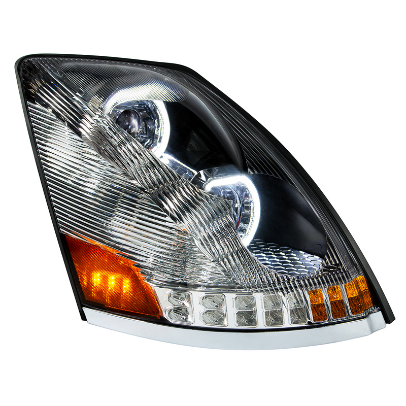 United Pacific Chrome 10 LED Headlight For 2003-2017 Volvo VN/VNL Passenger Side 35750
