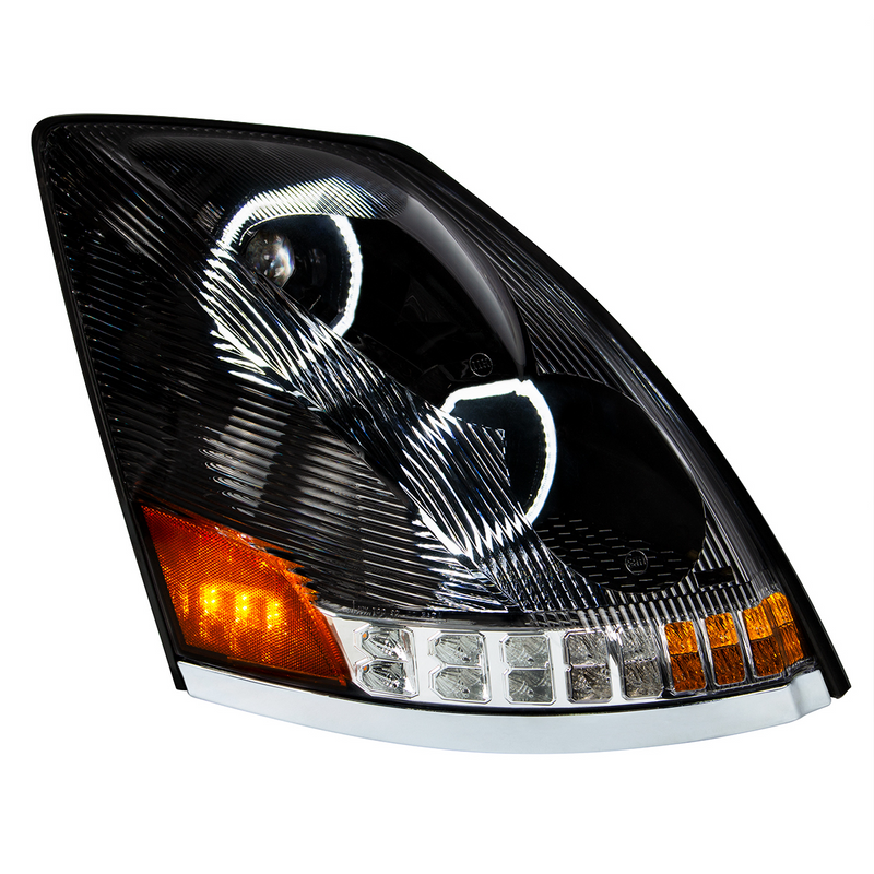 United Pacific Black 10 LED Headlight For 2003-2017 Volvo VN/VNL Passenger Side 35752