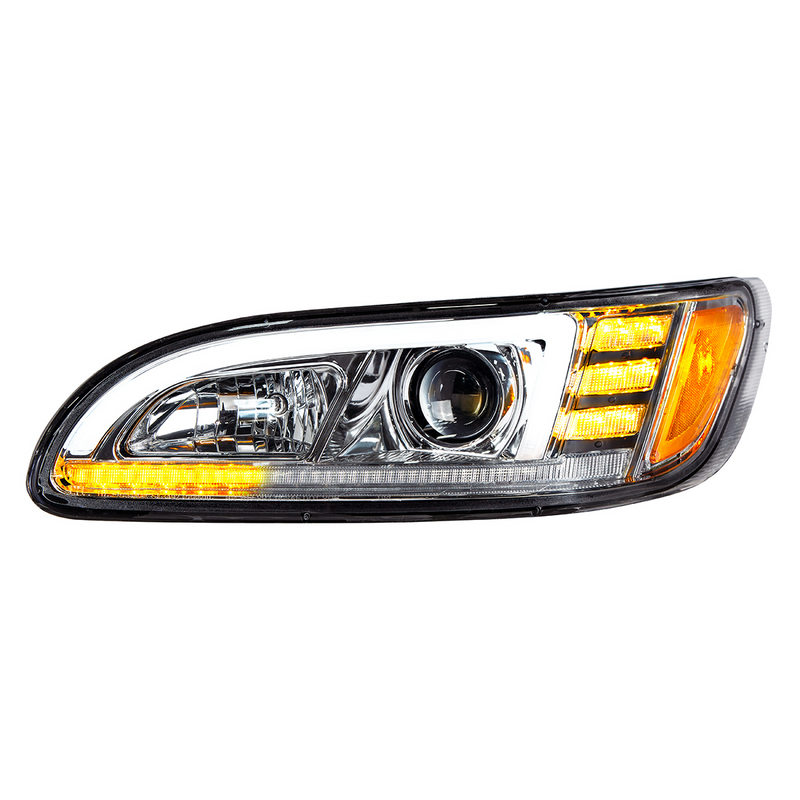 United Pacific Chrome Projection Headlight With LED Sequential Turn & DRL For 2005-2015 Peterbilt 386- Driver 35765