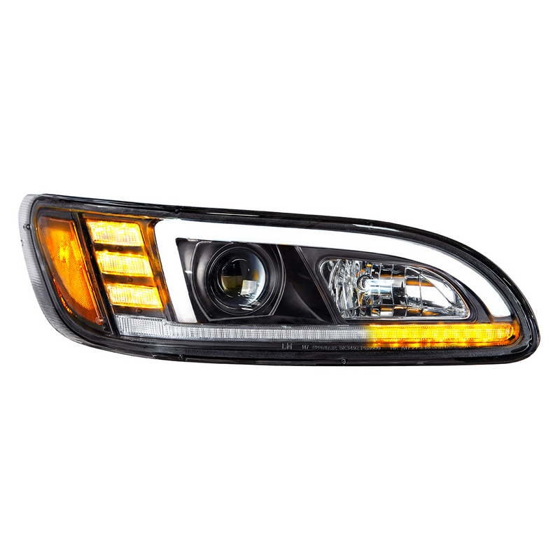 United Pacific Black Projection Headlight With LED Sequential Turn & DRL For 2005-2015 Peterbilt 386- Passenger 35768