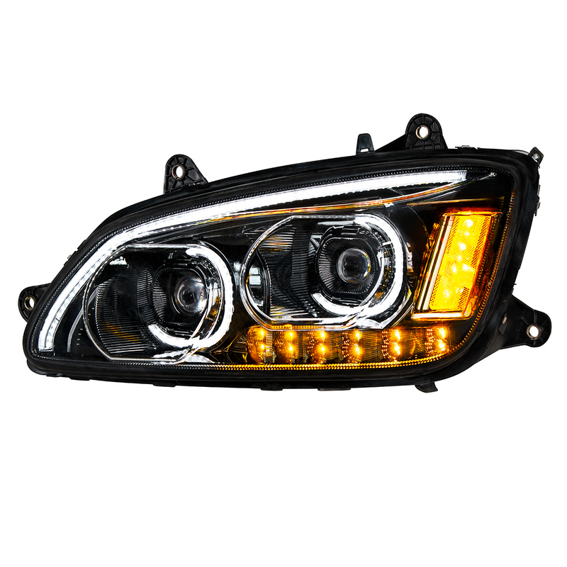 United Pacific "Blackout" LED Headlight With LED Turn Signal & LED Position Light Bar For 2008-2017 Kenworth T660 Driver 35773