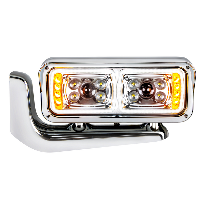 United Pacific 10 High Power LED "Chrome" Projection Headlight Assembly With Mounting Arm Driver Side 35775