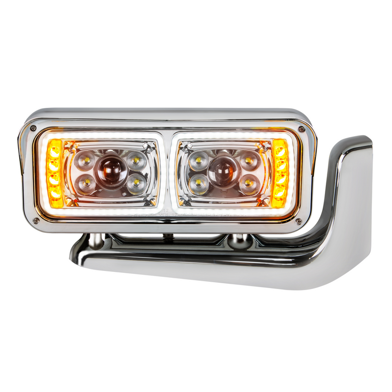 United Pacific 10 High Power LED "Chrome" Projection Headlight Assembly With Mounting Arm Passenger Side 35776