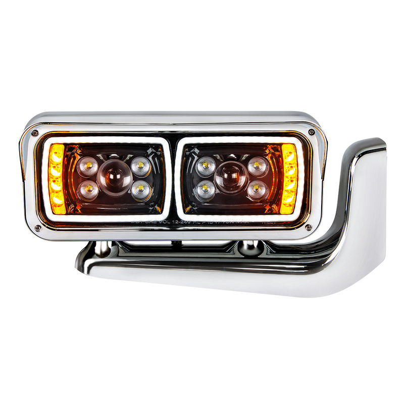 United Pacific 10 High Power LED "Blackout" Projection Headlight Assembly With Mounting Arm Passenger 35778