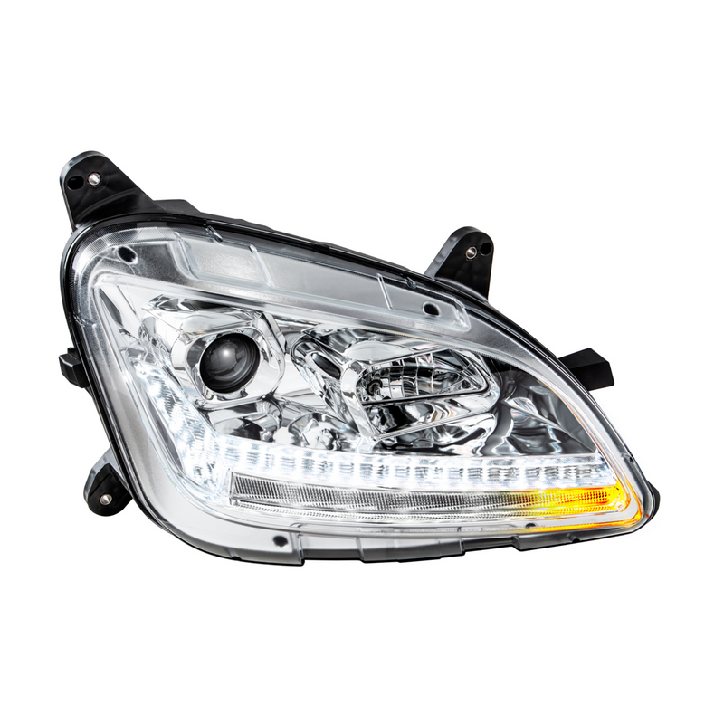 United Pacific Chrome Projection Headlight With LED Sequential Turn and DRL For 2012-2021 Peterbilt 579- Passenger 35780