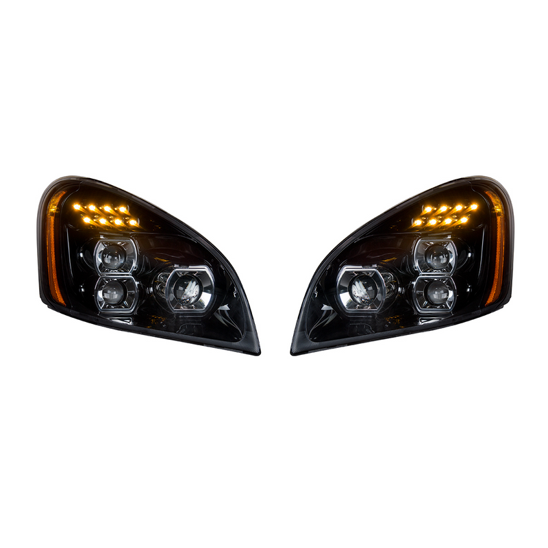 United Pacific "Blackout" LED Headlight Set For 2008-2017 Freightliner Cascadia (Pair) 35788