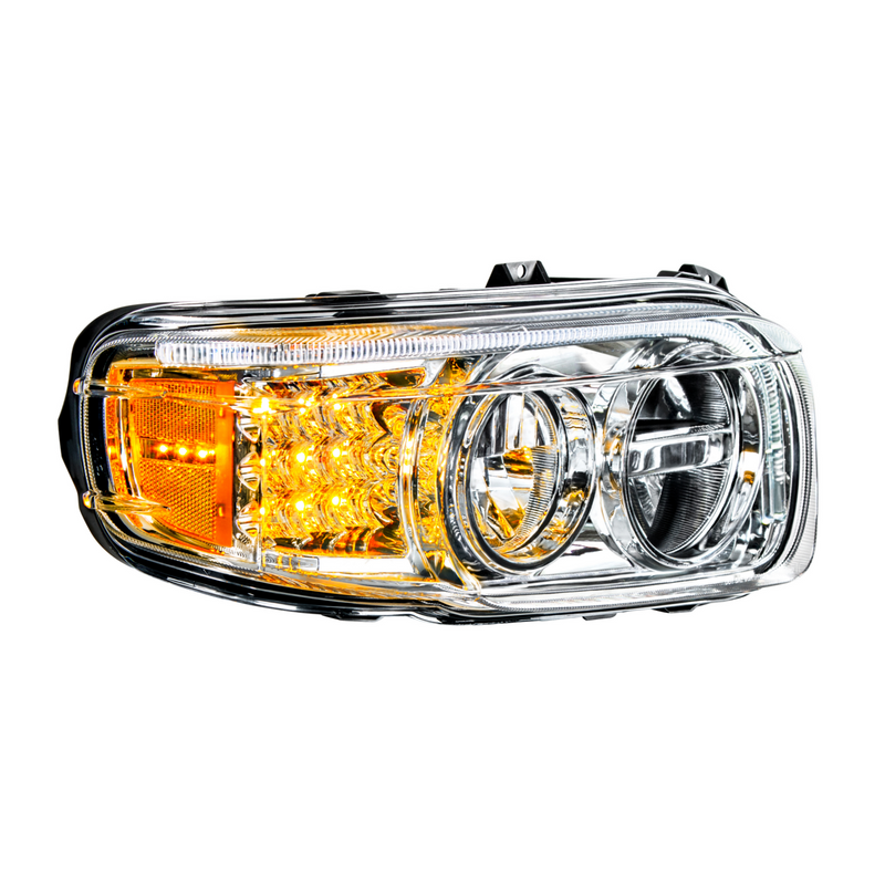 United Pacific Chrome LED Headlight With LED Turn & Position Light Bar For Peterbilt 388(2008-2015) & 389(2008-2023)- Passeng 35795