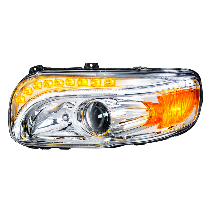 United Pacific Chrome Projection Headlight With LED Turn & DRL For Peterbilt 389 (2008-2023) & 388 (2008-2015)- Driver 35802