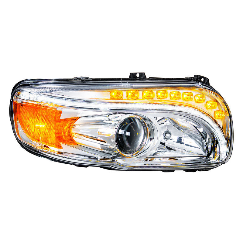 United Pacific Chrome Projection Headlight With LED Turn & DRL For Peterbilt 389 (2008-2023) & 388 (2008-2015)- Passenger 35803