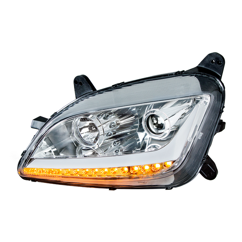 United Pacific Chrome Projection Headlight With LED Position Light & Signal For 2012-2021 Peterbilt 579- Driver 35812