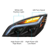 United Pacific Blackout LED Projection Headlight with LED Position Light and Turn Signal