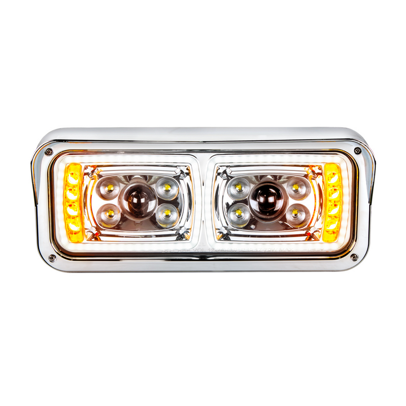 United Pacific 10 High Power LED "Chrome" Projection Headlight With LED Turn Signal & Position Light Bar Driver 35823