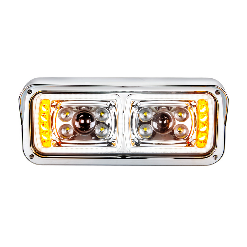 United Pacific 10 High Power LED "Chrome" Projection Headlight With LED Turn Signal & Position Light Bar Passenger 35824