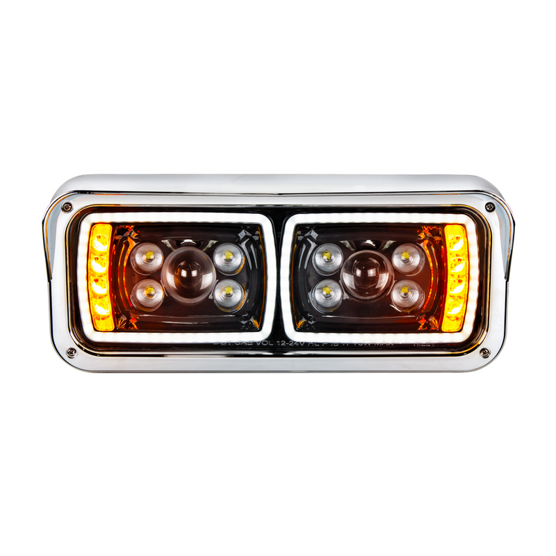 United Pacific 10 High Power LED "Blackout" Projection Headlight With LED Turn Signal & Position Light Bar Driver 35825