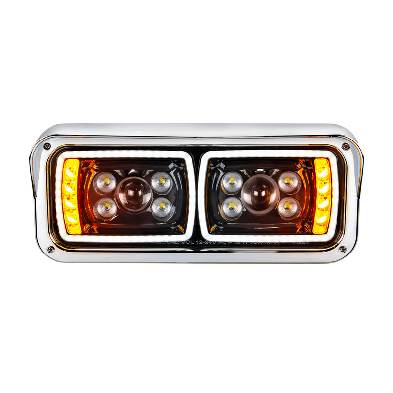 United Pacific 10 High Power LED "Blackout" Projection Headlight With LED Turn Signal & Position Light Bar Passenger 35826