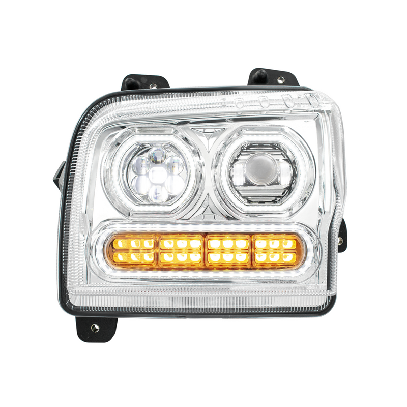 United Pacific High Power 10 LED Chrome Headlight With 24 LED Turn & 100 LED Halo For 2019-2024 Kenworth W990-Driver 35847