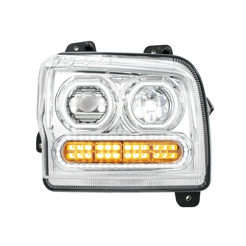 United Pacific High Power 10 LED Chrome Headlight With 24 LED Turn & 100 LED Halo For 2019-2024 Kenworth W990-Passenger 35848