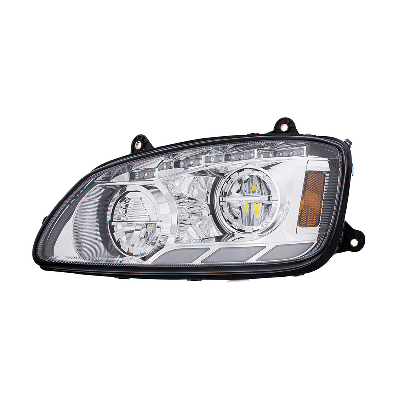 United Pacific Chrome LED Headlight With Sequential Turn Signal & Position Light Bars For 2008-17 Kenworth T660 Driver 35879