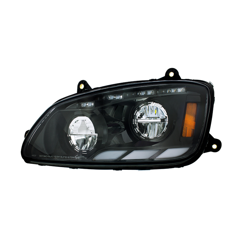 United Pacific Black LED Headlight With Sequential Turn Signal & Position Light Bars For 2008-17 Kenworth T660 Driver 35881