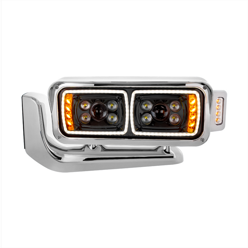 United Pacific 10 High Power LED "Blackout" Projection Headlight Assembly W/Mounting Arm & Turn Signal Side Pod Driver Side 35899