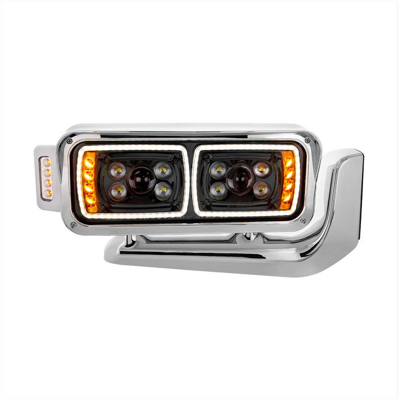 United Pacific 10 High Power LED "Blackout" Projection Headlight Assembly W/Mounting Arm & Turn Signal Side Pod Passenger S 35900