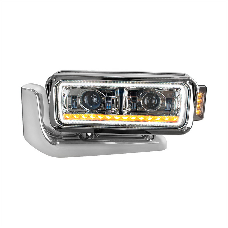 United Pacific High Power LED Chrome Projection Headlight Assembly With Mounting Arm & Turn Signal Driver 35911