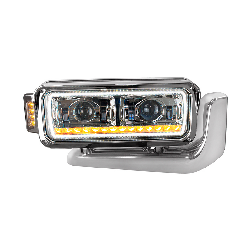 United Pacific High Power LED Chrome Projection Headlight Assembly With Mounting Arm & Turn Signal Passenger 35912