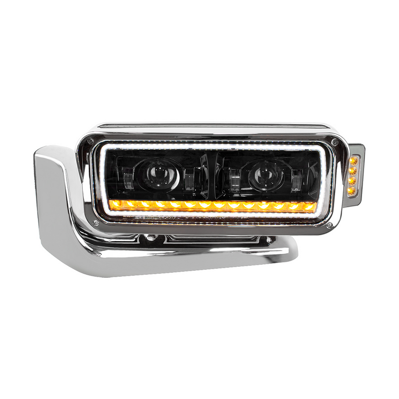 United Pacific High Power LED Black Projection Headlight Assembly With Mounting Arm & Turn Signal Driver 35913