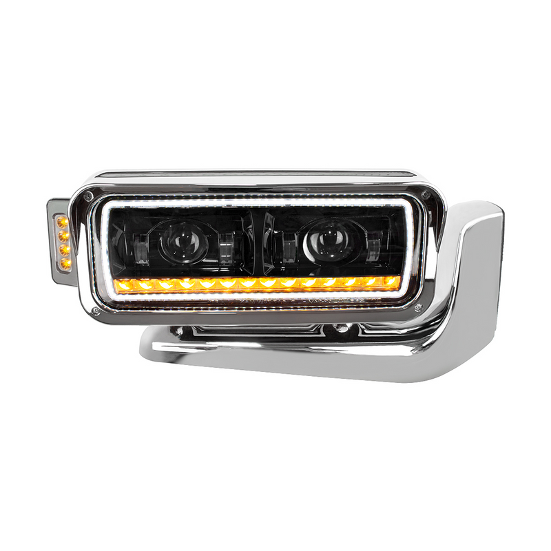 United Pacific High Power LED Black Projection Headlight Assembly With Mounting Arm & Turn Signal Passenger 35914