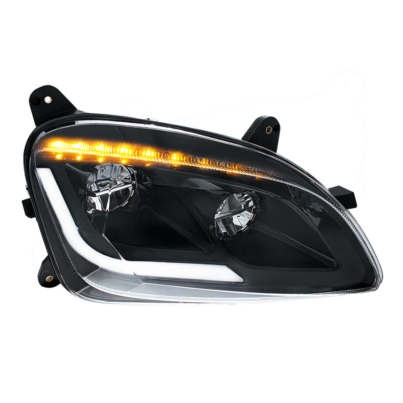 United Pacific Black LED Headlight W/Sequential LED Turn Signal For Peterbilt 579 (2012-21) & 587 (2010-16) Passenger 35918