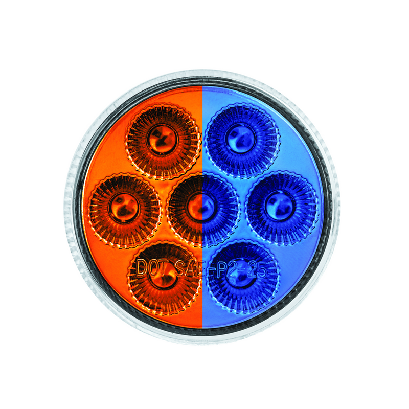 United Pacific Double Fury 7 LED 2" Round Clearance/Marker Light-Amber & Blue LED/Clear Lens 35937