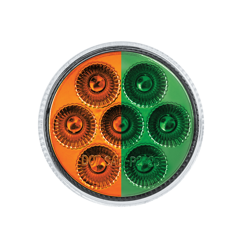 United Pacific Double Fury 7 LED 2" Round Clearance/Marker Light-Amber & Green LED/Clear Lens 35938