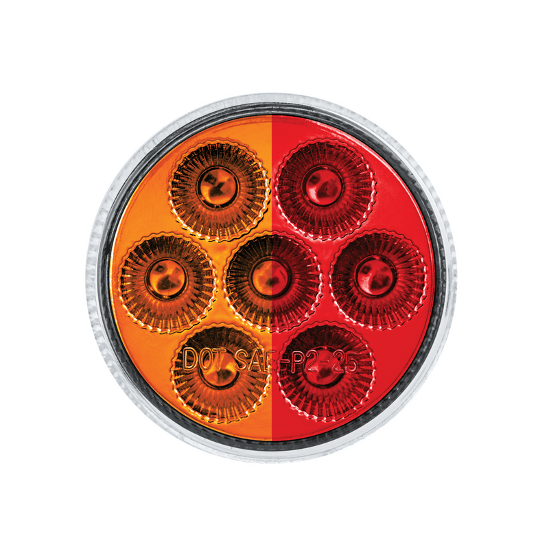 United Pacific Double Fury 7 LED 2" Round Clearance/Marker Light-Amber & Red LED/Clear Lens 35940