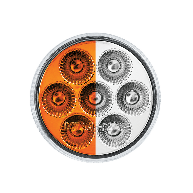 United Pacific Double Fury 7 LED 2" Round Clearance/Marker Light-Amber & White LED/Clear Lens 35941
