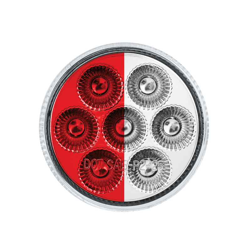 United Pacific Double Fury 7 LED 2" Round Clearance/Marker Light-Red & White LED/Clear Lens 35945