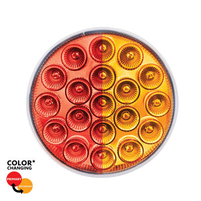 United Pacific 19 LED 4" Round Double Fury Light with Clear Lens - Red/Amber