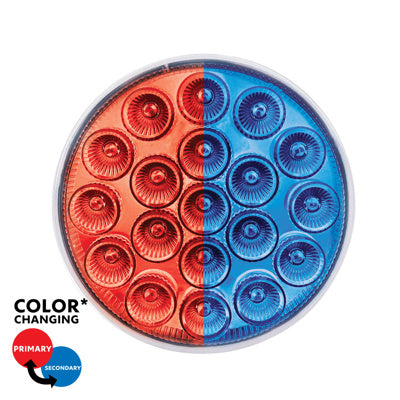 United Pacific 19 LED 4" Round Double Fury Light with Clear Lens - Red/Blue