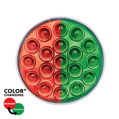 United Pacific 19 LED 4" Round Double Fury Light with Clear Lens - Red/Greem