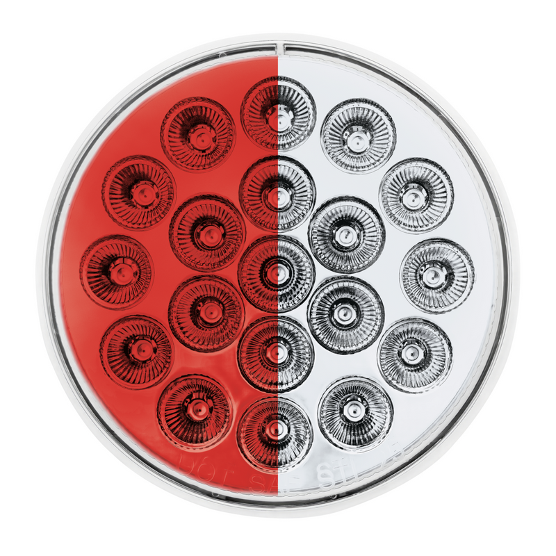 19 LED 4" Round Double Fury Stop/Turn/Tail Light - Red/White LED, Clear Lens