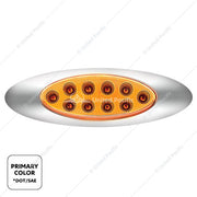 United Pacific 10 LED Oval Double Fury Light with Clear Lens and Chrome Bezel - Amber/Red