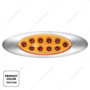 United Pacific 10 LED Oval Double Fury Light with Clear Lens and Chrome Bezel - Amber/Blue