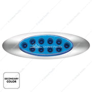 United Pacific 10 LED Oval Double Fury Light with Clear Lens and Chrome Bezel - Amber/Blue
