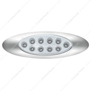 United Pacific 10 LED Oval Double Fury Light with Clear Lens and Chrome Bezel - Amber/Blue