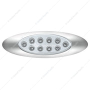 United Pacific 10 LED Oval Double Fury Light with Clear Lens and Chrome Bezel - Amber/Green