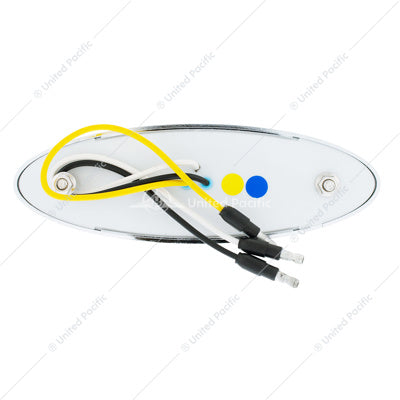 United Pacific 10 LED Oval Double Fury Light with Clear Lens and Chrome Bezel - Amber/Blue