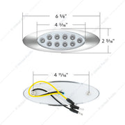 United Pacific 10 LED Oval Double Fury Light with Clear Lens and Chrome Bezel - Amber/Blue