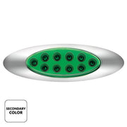 United Pacific 10 LED Oval Double Fury Light with Clear Lens and Chrome Bezel - Amber/Green