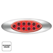 United Pacific 10 LED Oval Double Fury Light with Clear Lens and Chrome Bezel - Amber/Red